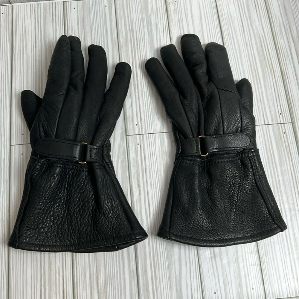 Harley Davidson Women’s Black Leather Gloves Fleece Glove Insert‎ One Size